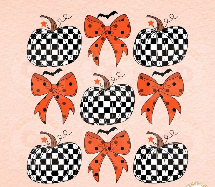 Checkered Pumpkin & Bow Shirt