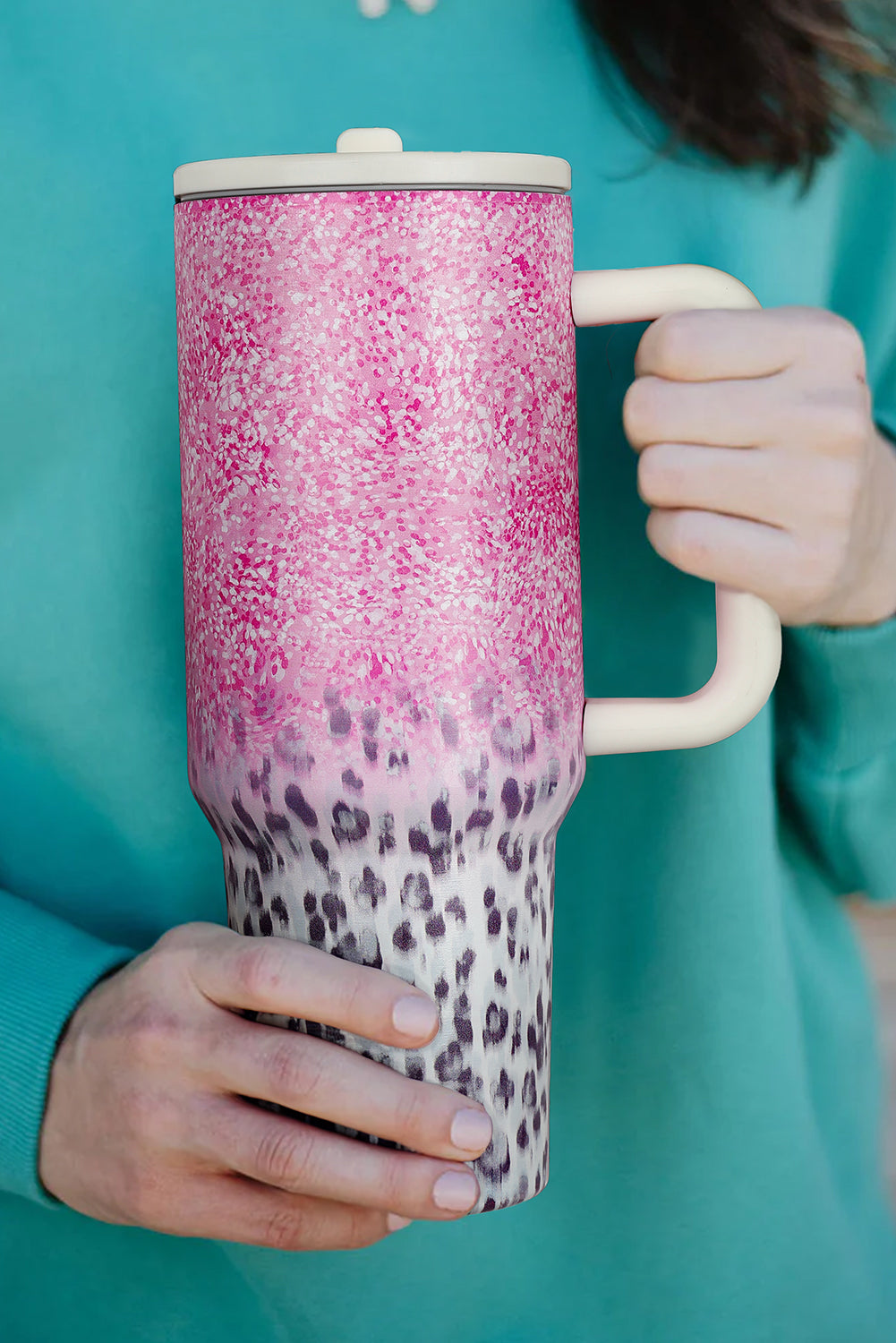 Pink Leopard Gradient 40oz Stainless Steel Tumbler