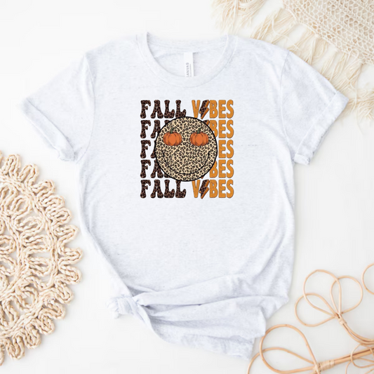 Stacked Fall Vibes Leopard Smiley Shirt